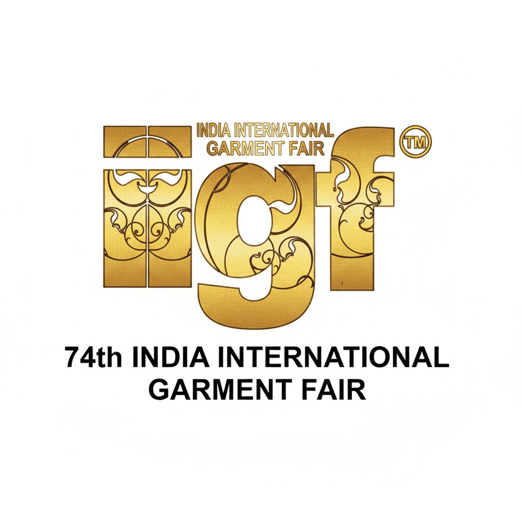 India International Garment Fair (IIGF) 2026 at Yashobhoomi Dwarka, New Delhi, showcasing a large B2B apparel sourcing trade show with Indian exporters and global buyers networking and capturing apparel leads using Habsy business card scanner.
