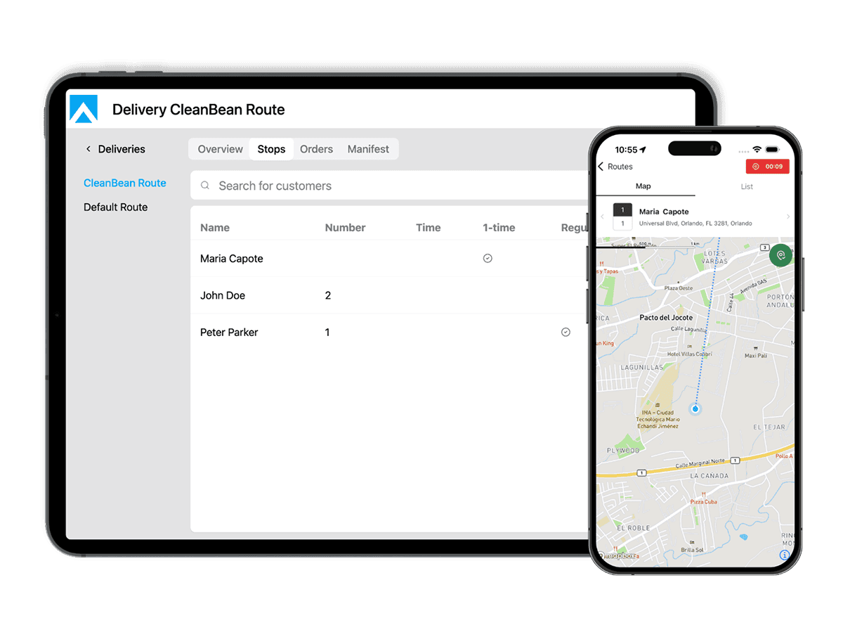 Enlite Software seen from a Tablet and a smartphone