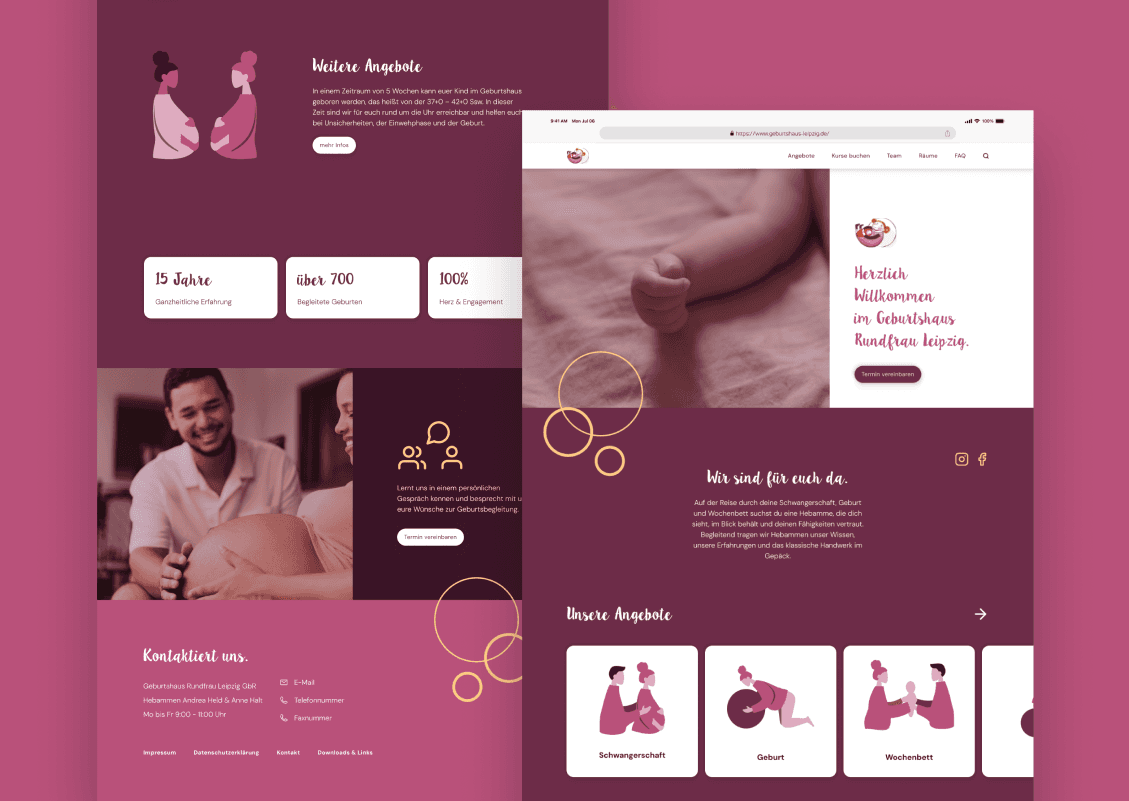 UI Design Website Tischlerei "Geburtshaus Rundfrau"