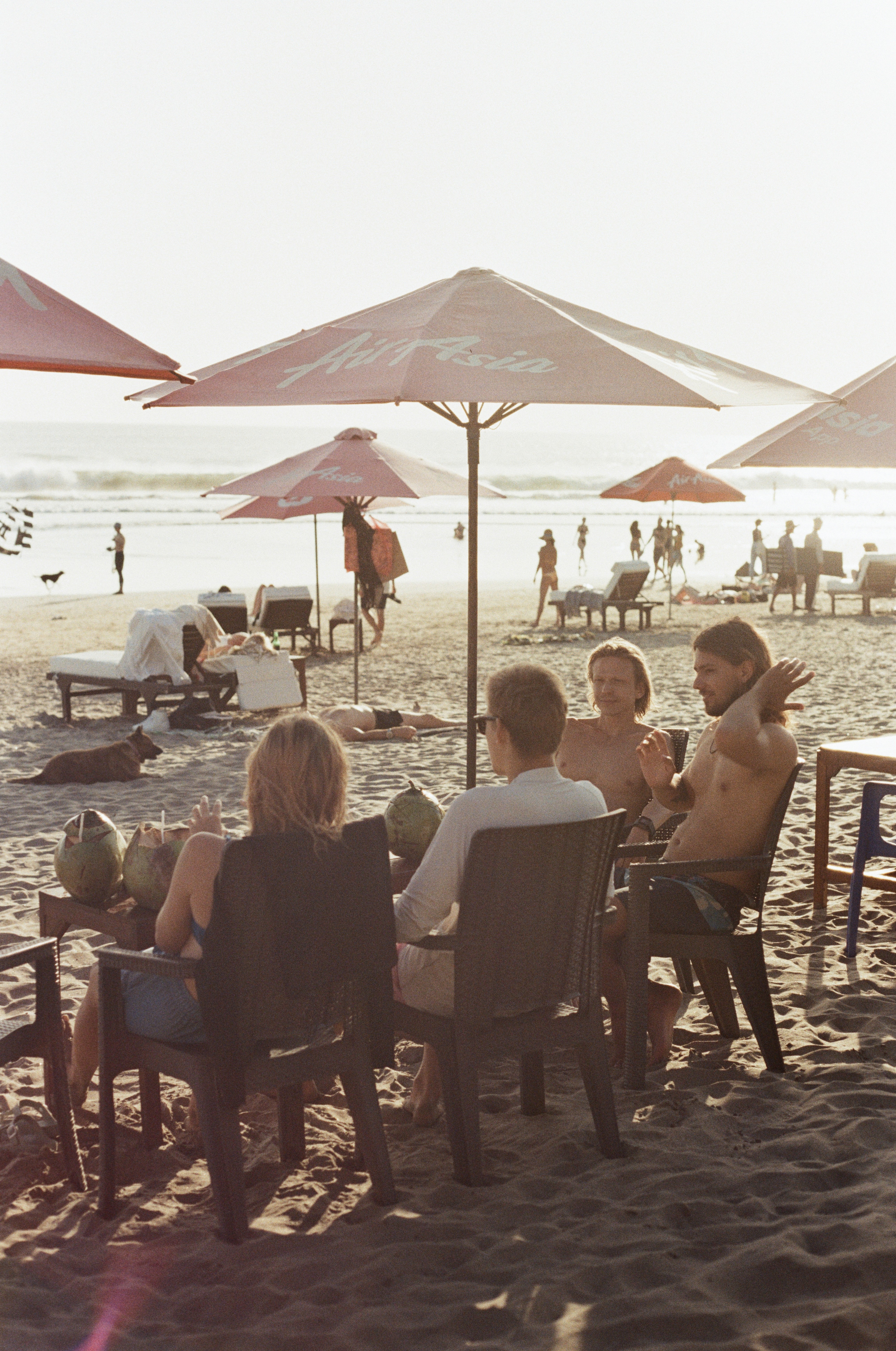 surfers relaxing on the beach 