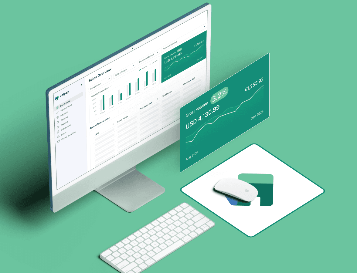 Computer screen showing Valpay interface and some charts