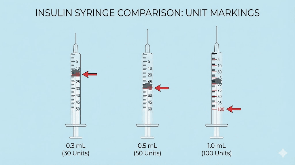 Insulin syringe size comparison for tirzepatide dosing