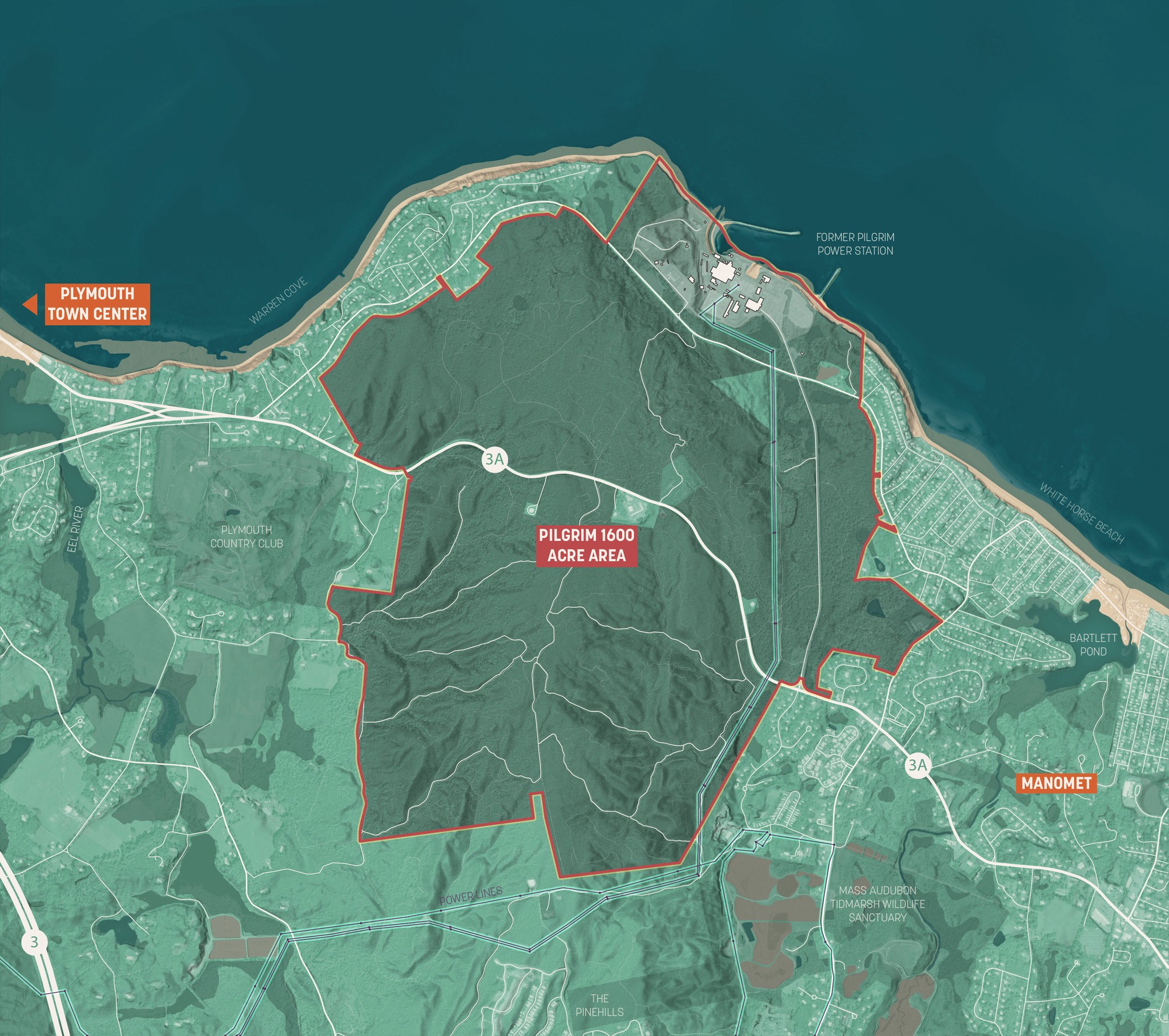 An oblique aerial image of Santa Monica and Los Angeles from above Santa Monica Bay with the airport site highlighted and key features diagrammed over the city and region, including general water flow lines and Ballona Creek.