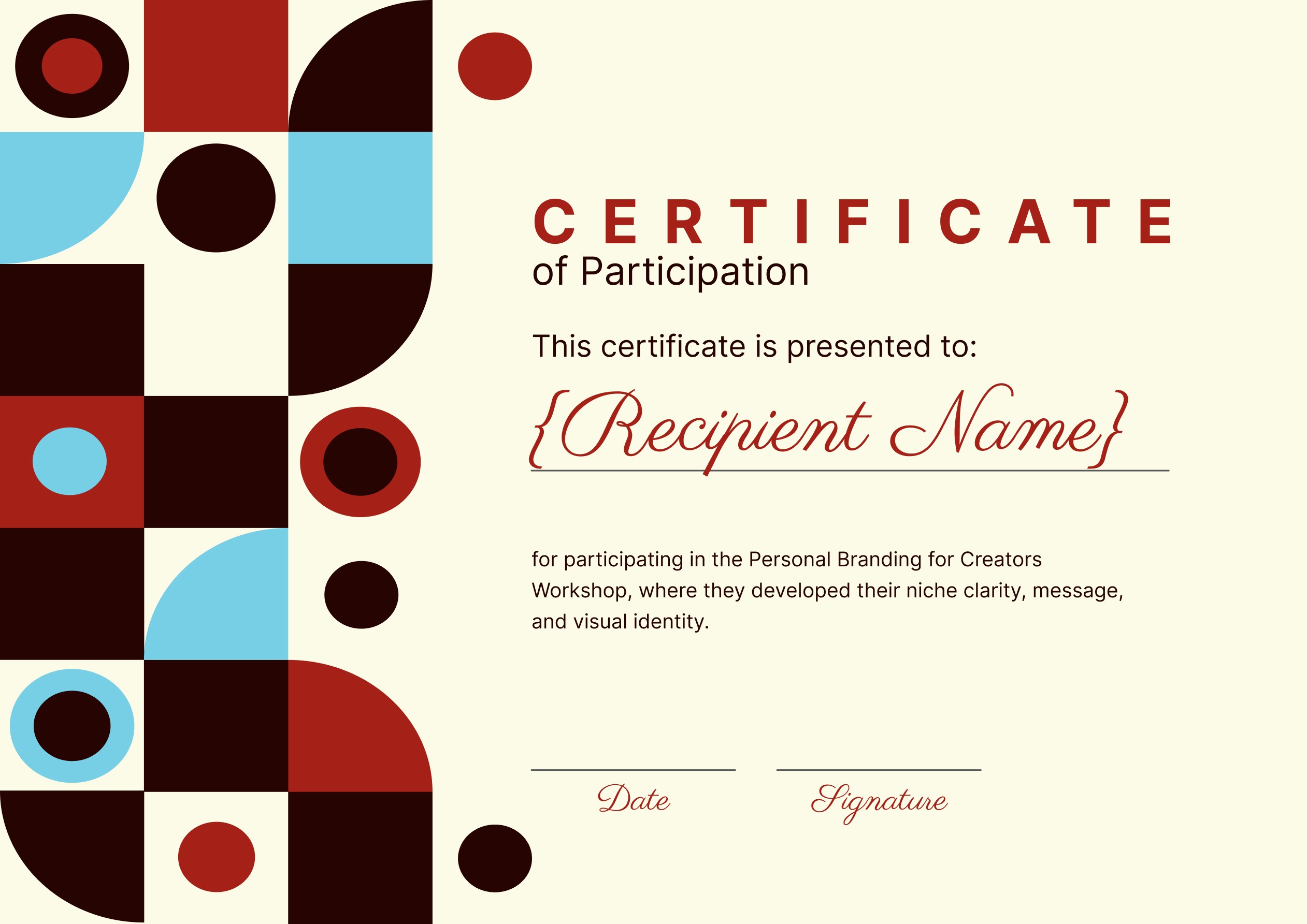 Wauld - Professional and versatile workshop certificate template