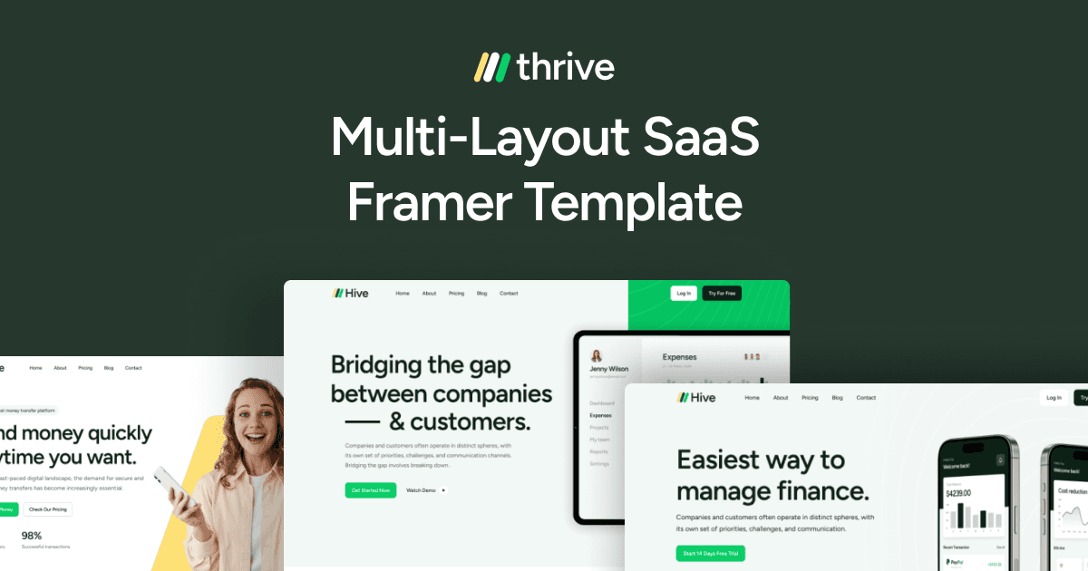 Thrive - Multi-layout SaaS & Startup Framer Template