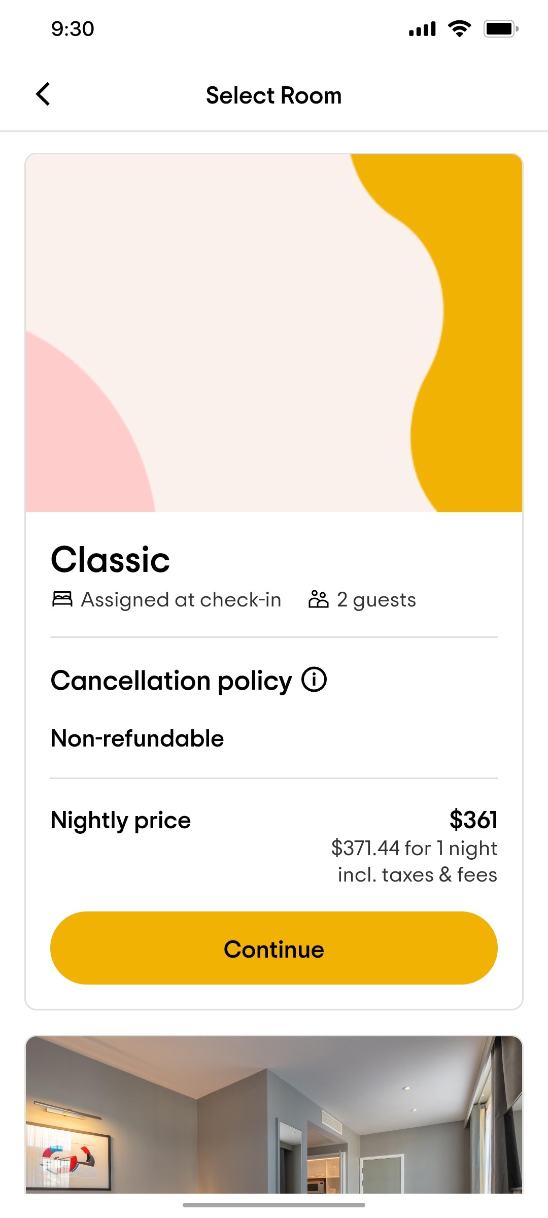 Tripadvisor Select Room Page Screen