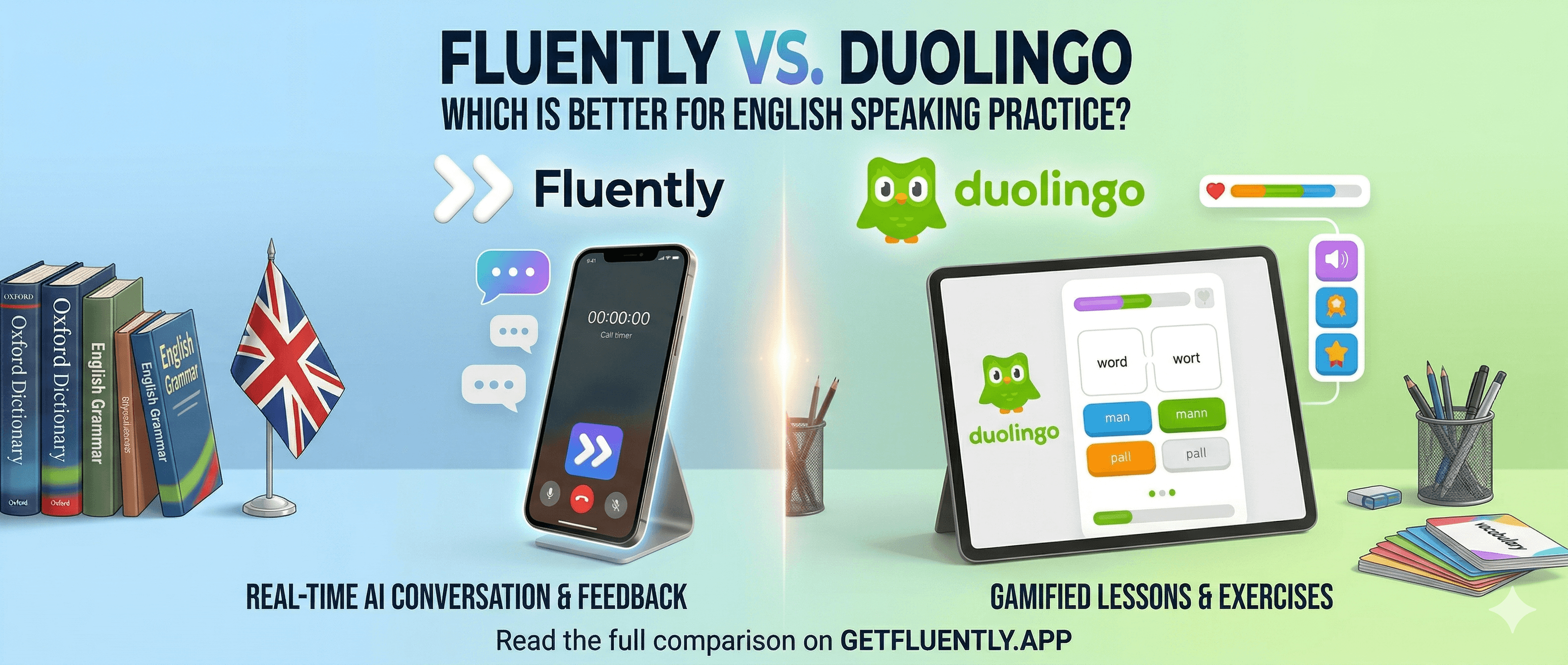 Fluent vs. Duolingo comparing two apps