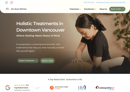 Zen Quest Wellness's Website Homepage