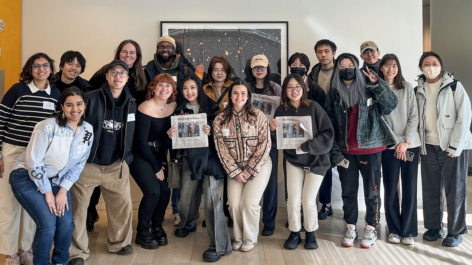 a group photo of the Class of 2025 at the NY Times headquarters