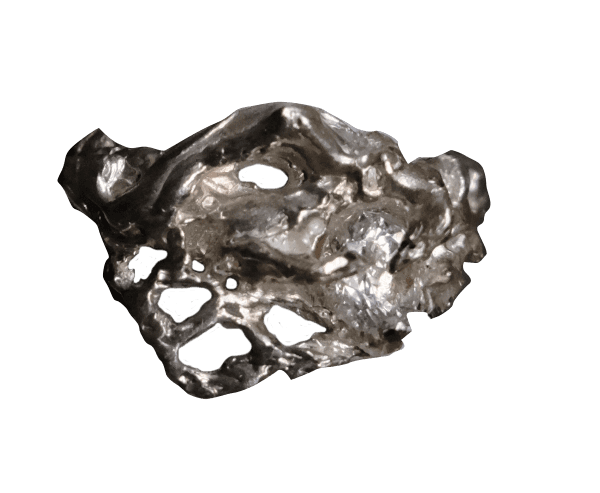 Sculpted silver ring with rough, uneven surface