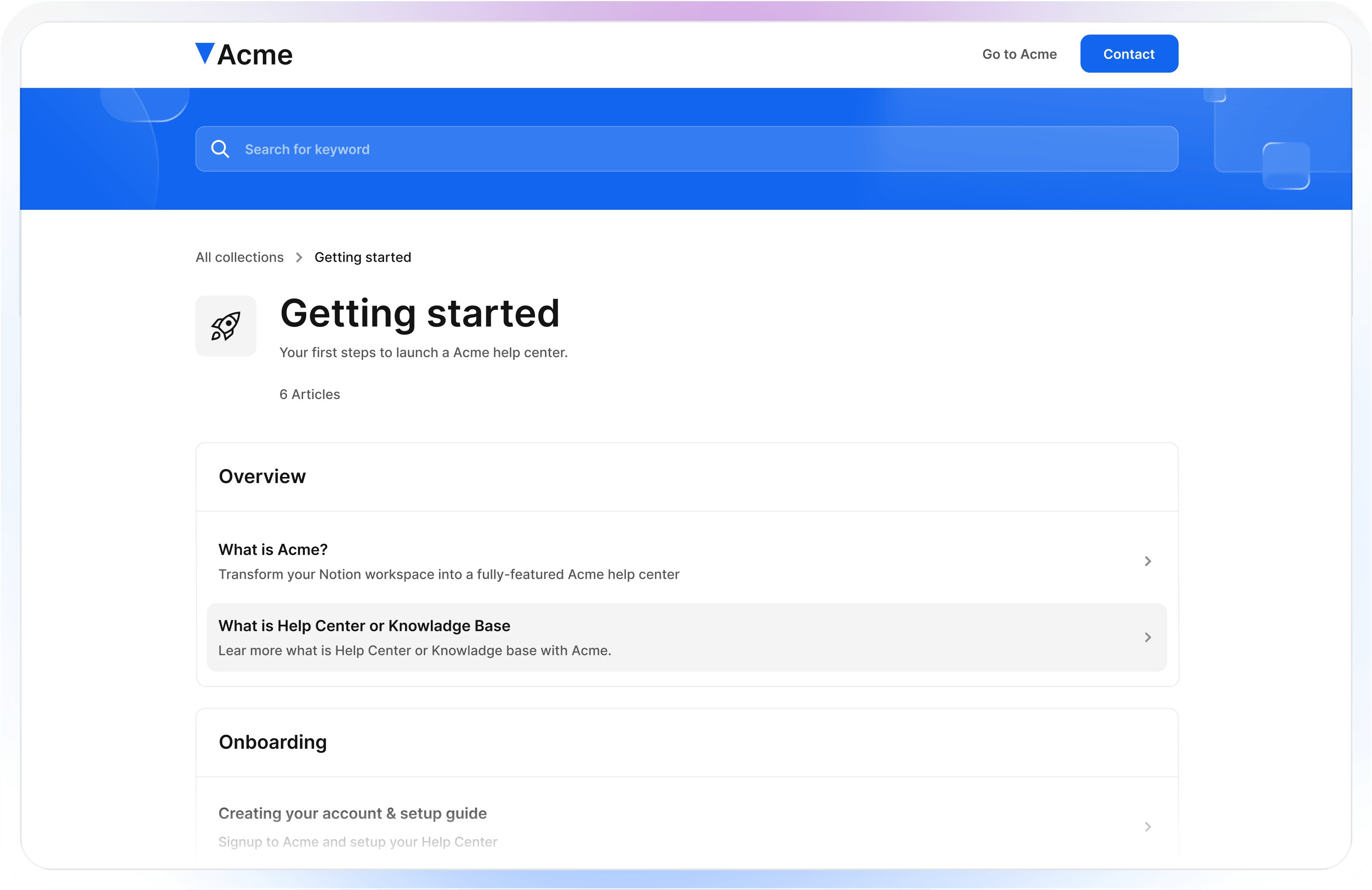 Helpview help center interface showing searchable articles and documentation categories.