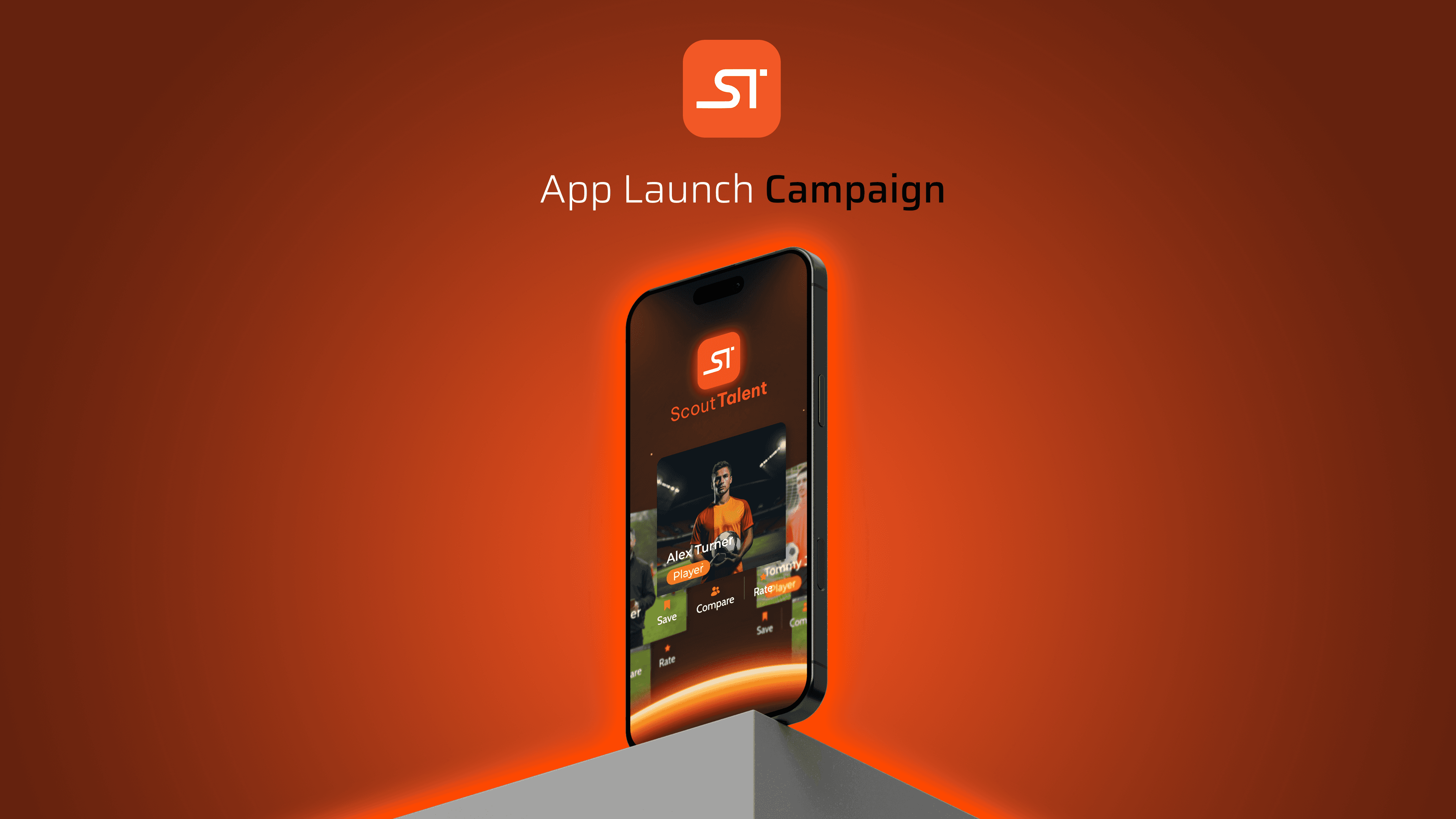 A smartphone displaying a vibrant orange background, featuring an app interface with dynamic visuals.