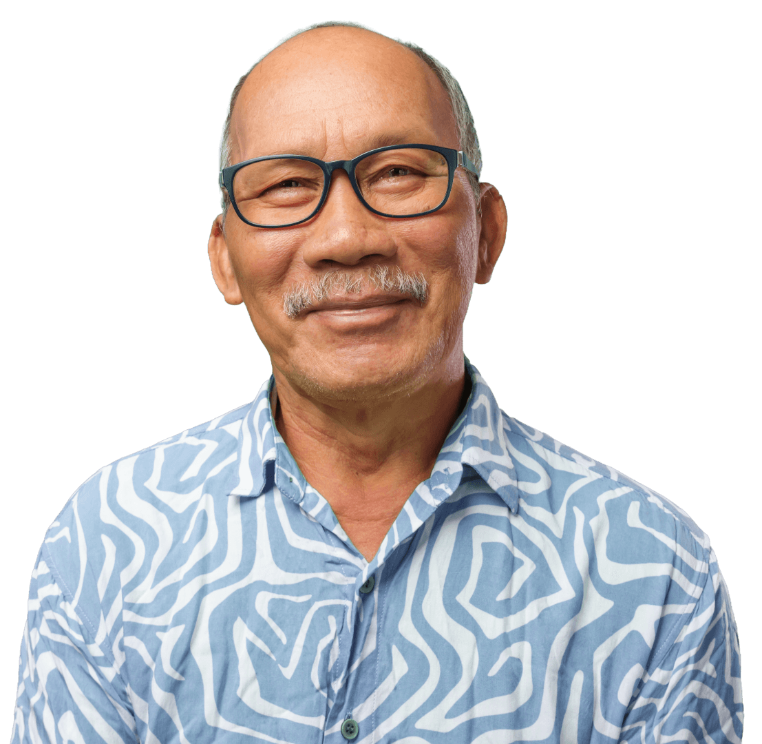 Portrait of an older asian man.