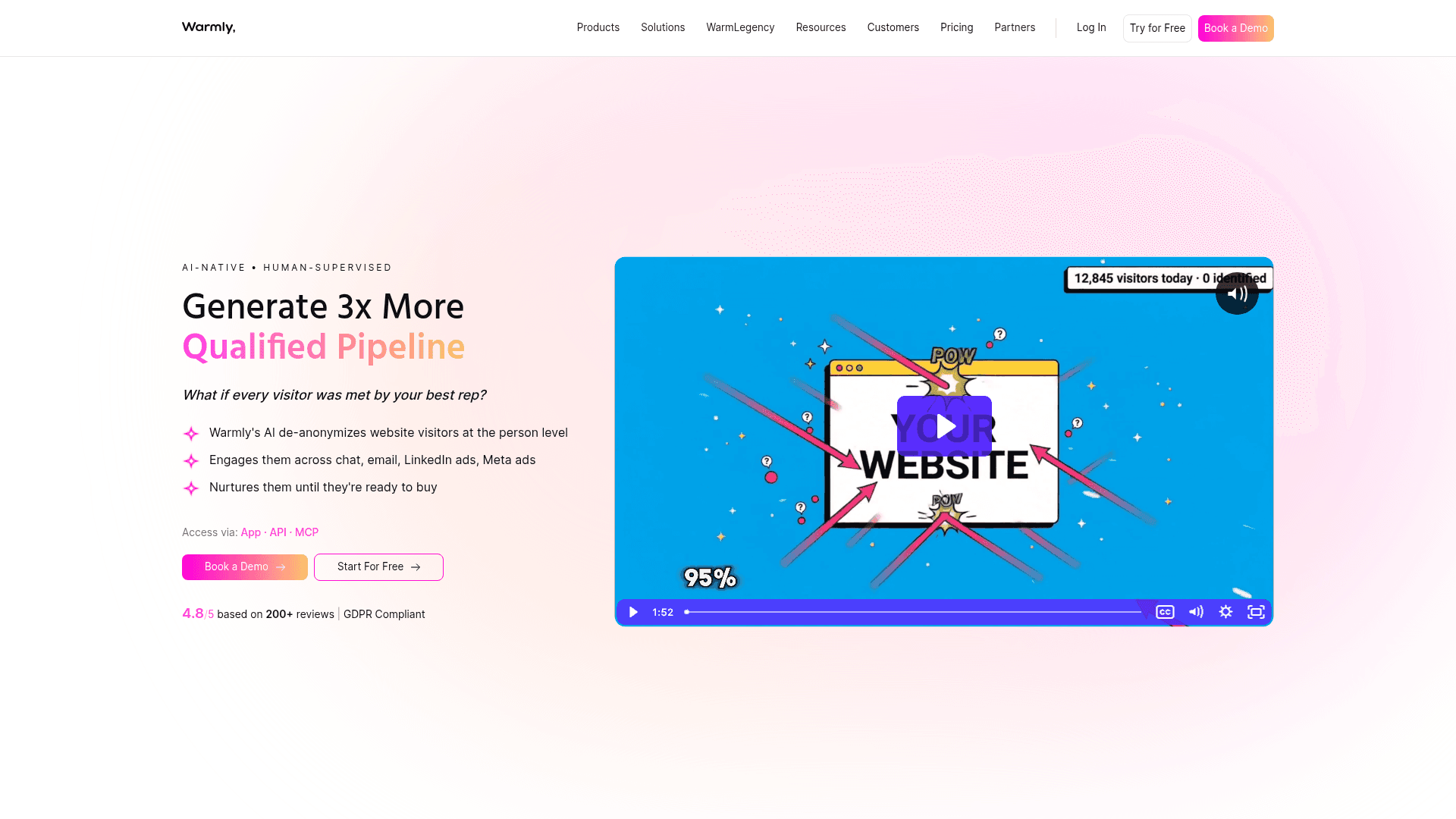 Screenshot of https://www.warmly.ai
