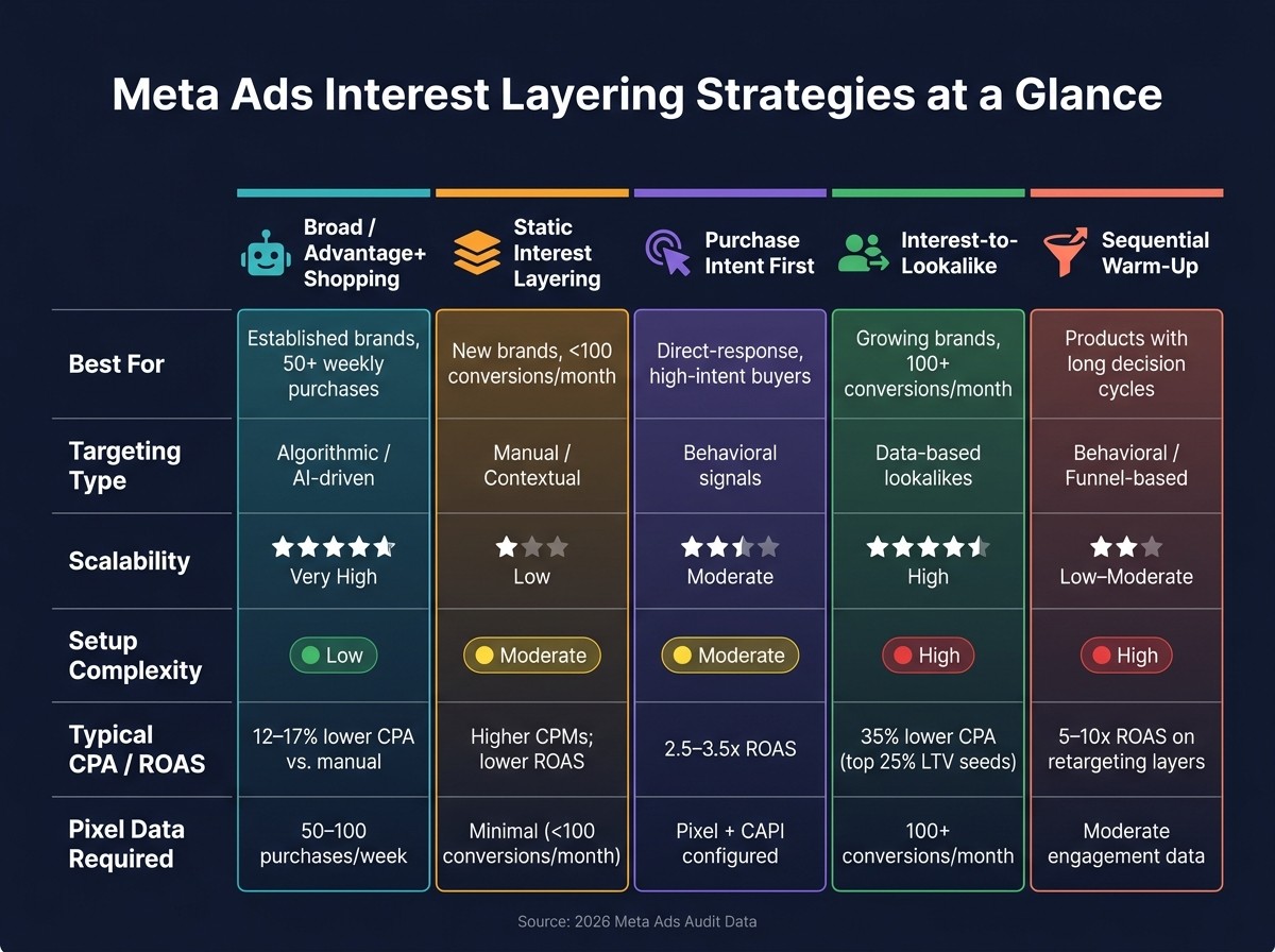 Meta Ads Interest Layering Strategies: Comparison Guide for eCommerce