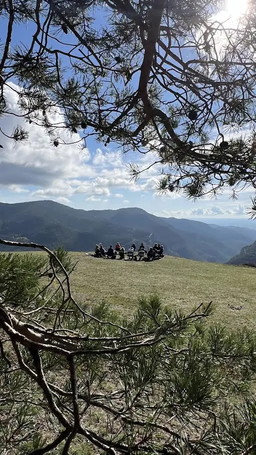 Close-up portrait of a person wearing a gray insulated hooded jacket with the hood up, showing their face framed by the hood against a light background.