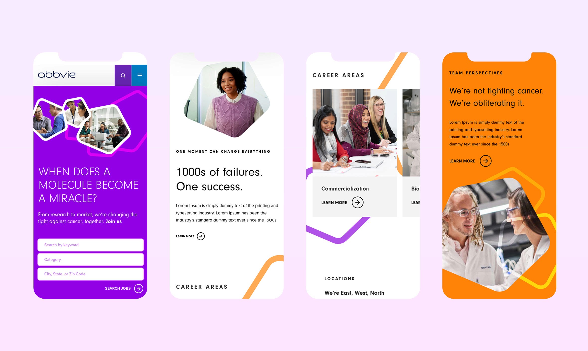 Design example of AbbVie's recruitment marketing career site