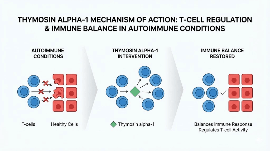 Thymosin alpha-1 mechanism for immune regulation in lupus