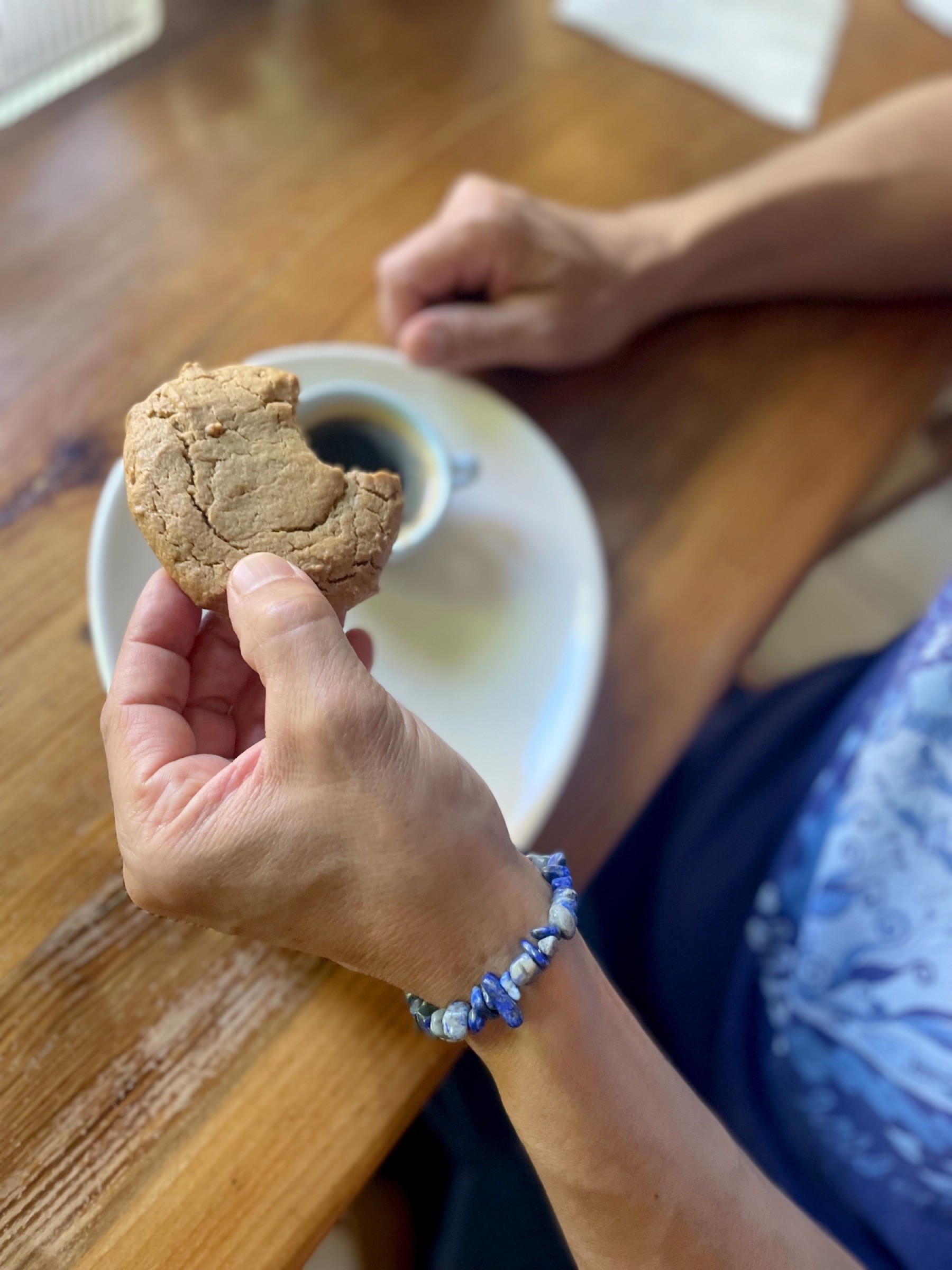 Close editorial moment with a bitten cookie