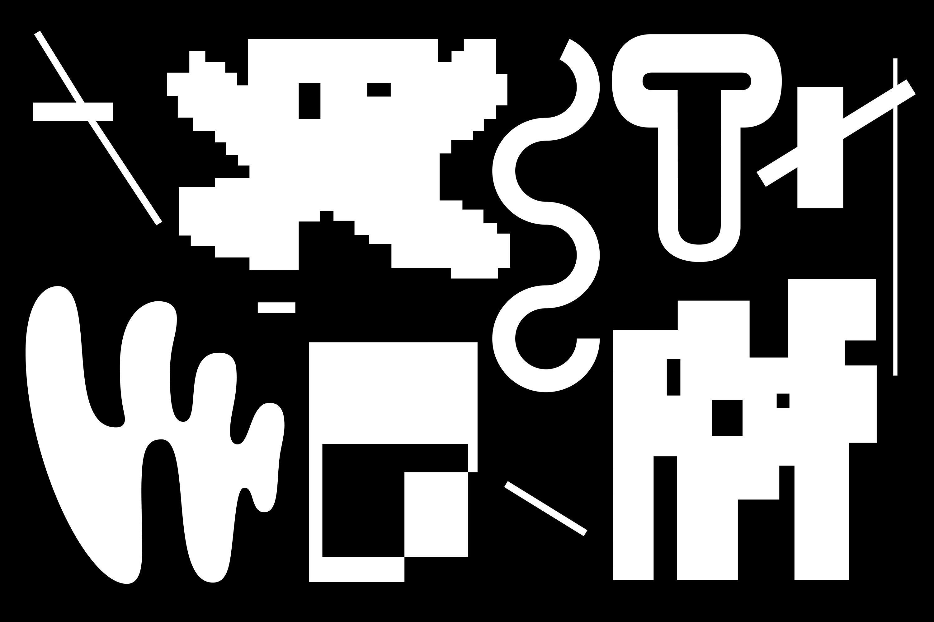 Abstract illegible typographic symbols on a black background.