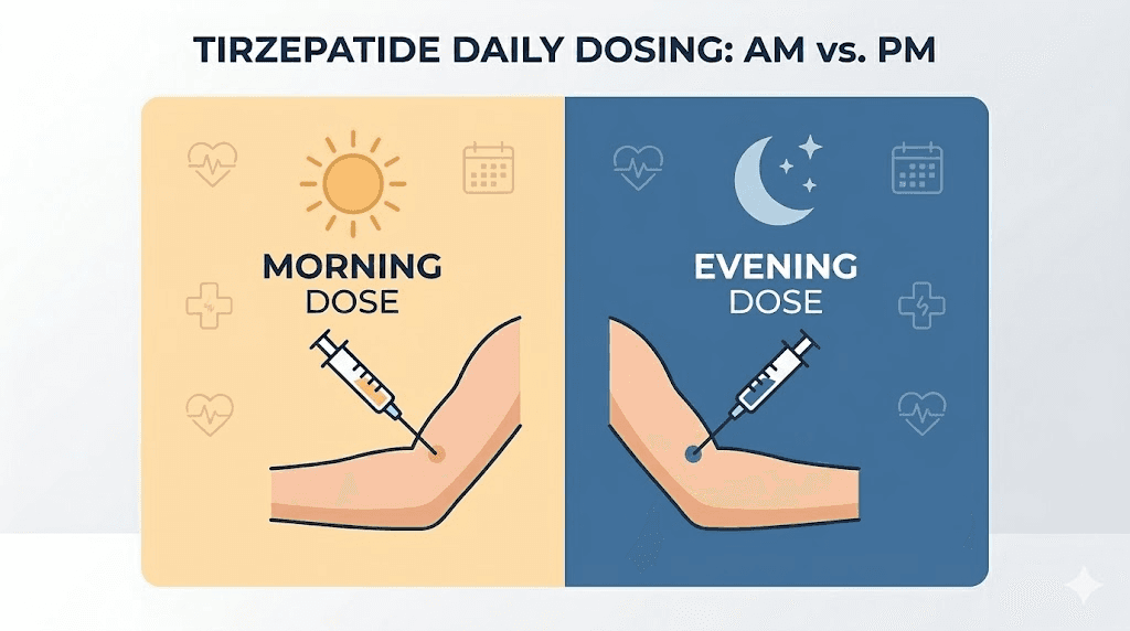 Morning versus evening tirzepatide injection timing comparison