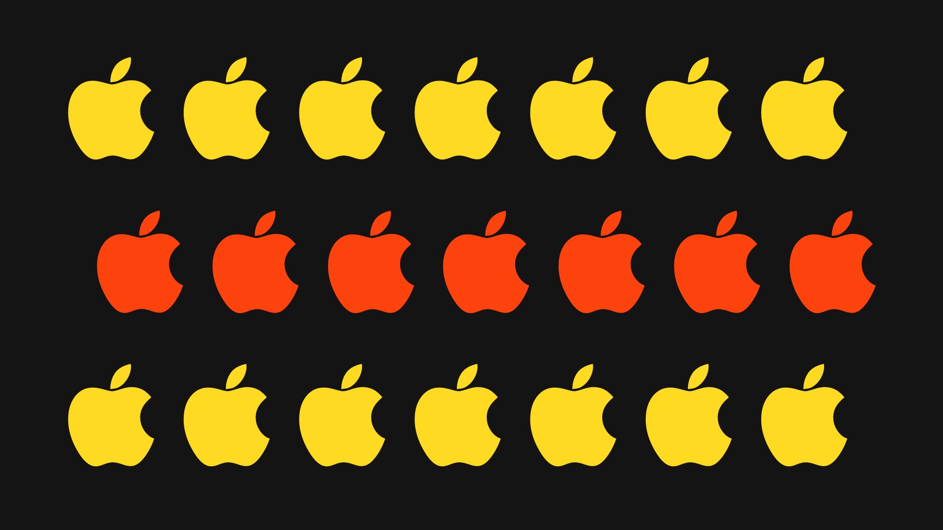 Apple logo repeated in red and yellow