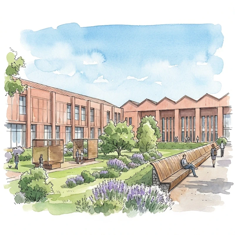Gorgeous watercolour of a University of Pisa build with Hempcrete blocks, showing how international projects have been progressing quickly using hemp blocks