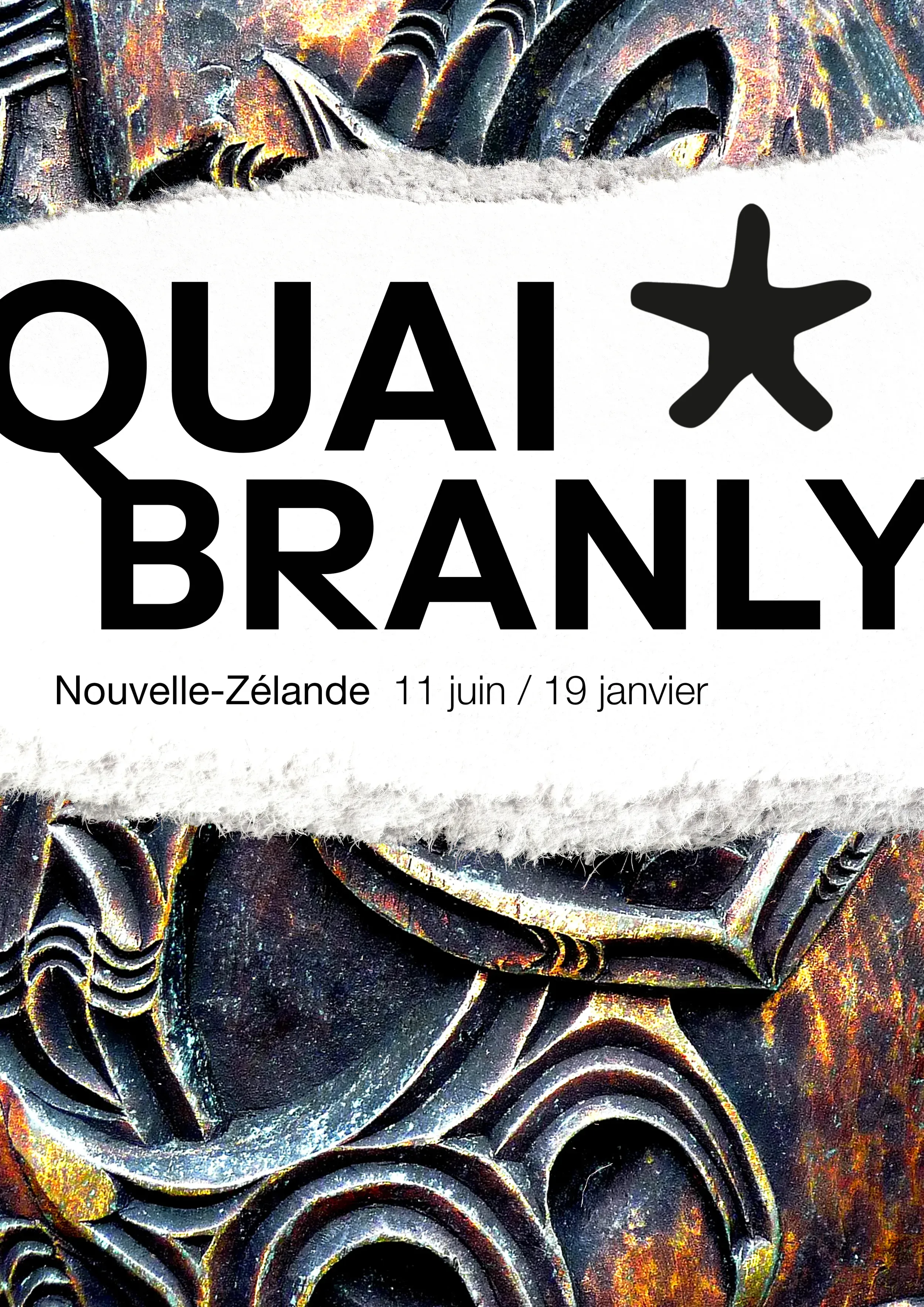 Affiche du Quai Branly où l'on passe à travers le papier pour découvrir l'image