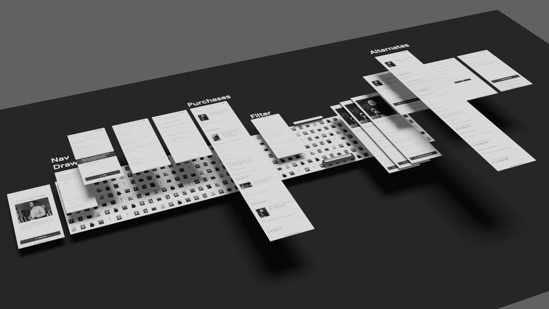 3D-Darstellung der Screens von Collekton