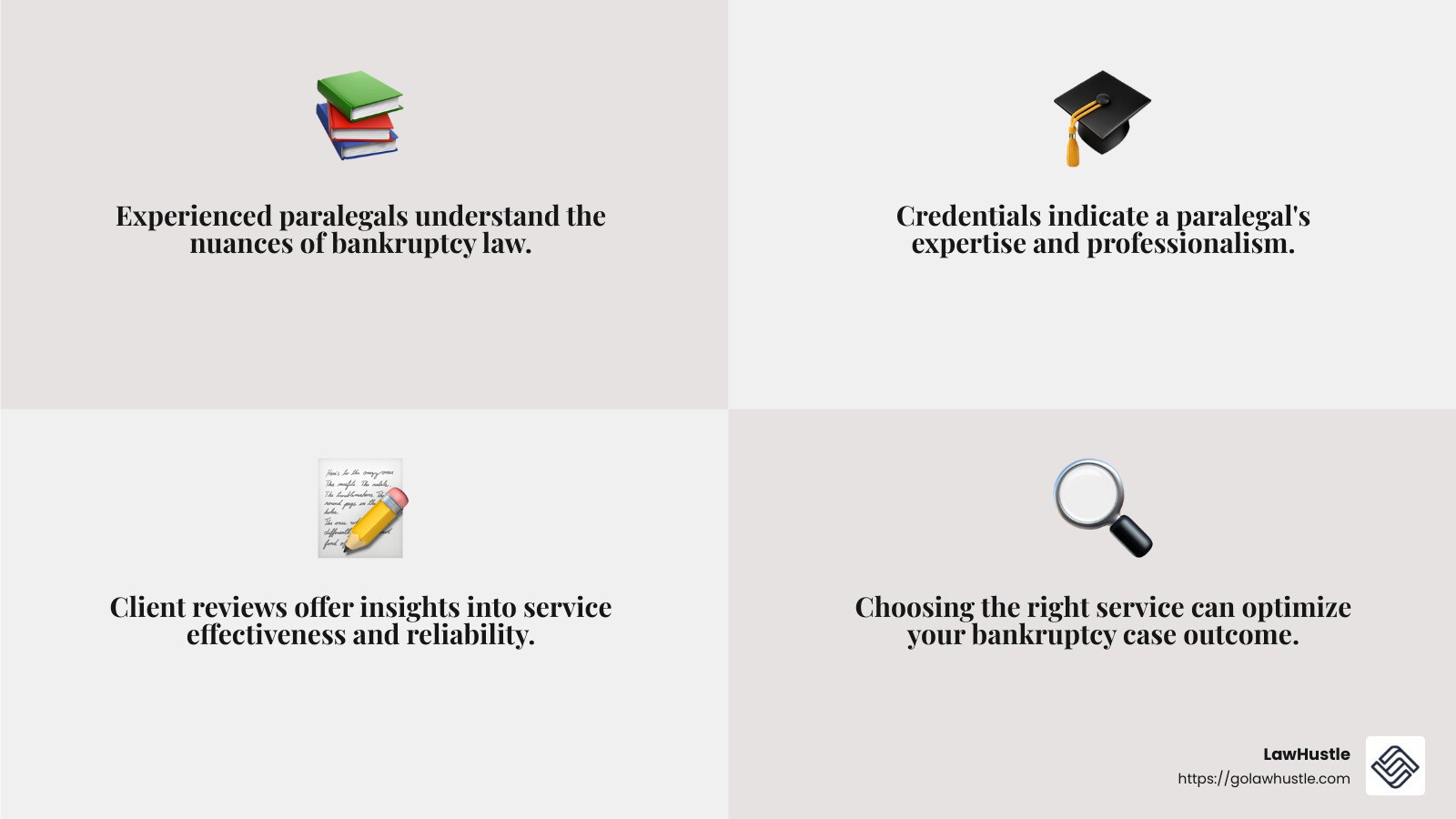 Client reviews infographic - Bankruptcy Paralegal Services infographic 4_facts_emoji_grey