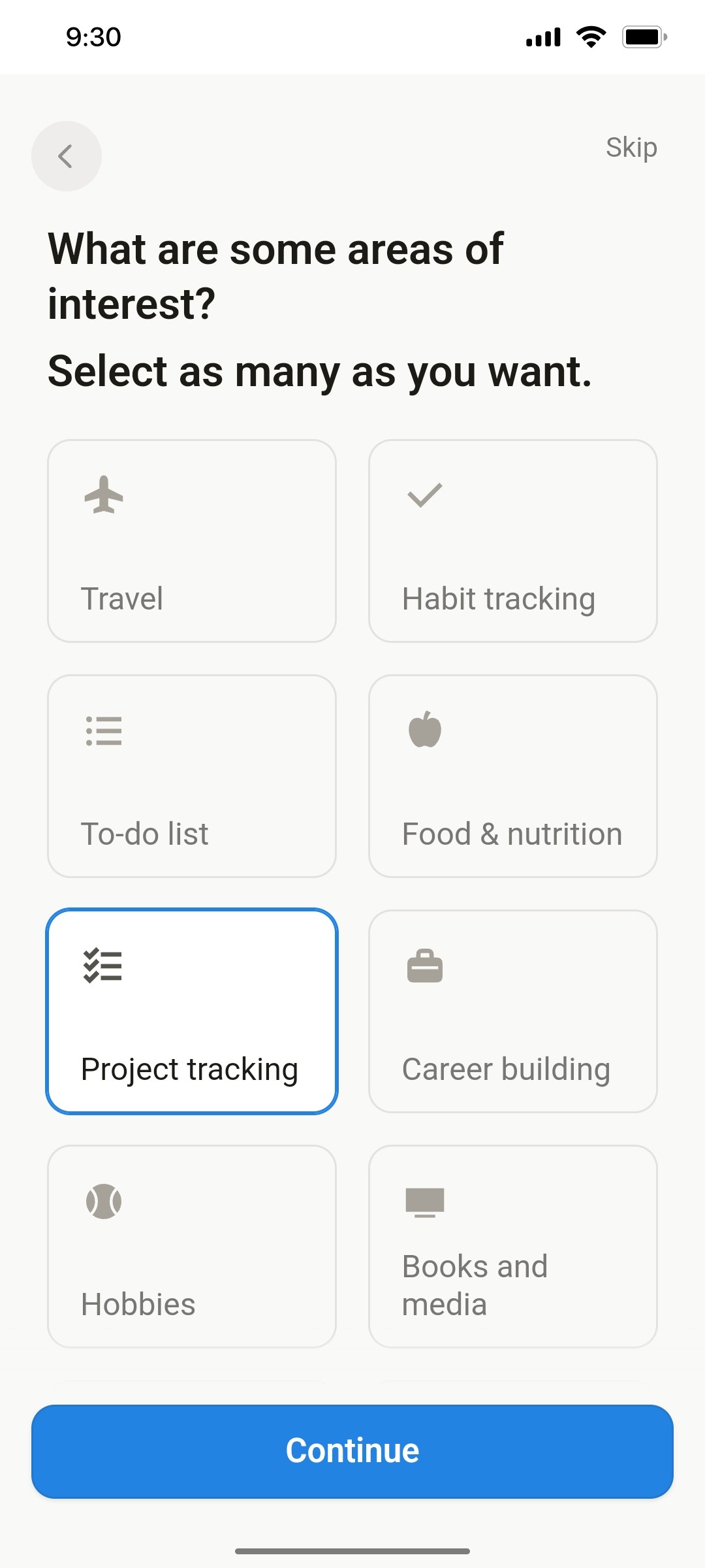 Notion App Continue Screen