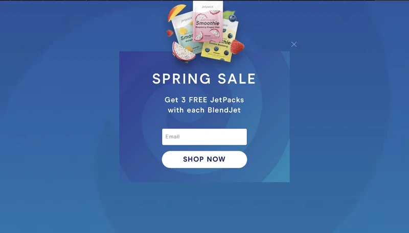 BlendJet Email Opt-in Website Pop-Up example