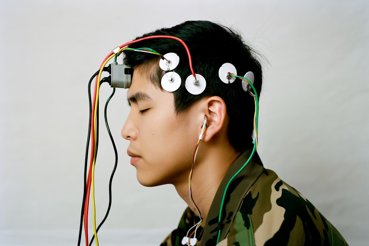 Ein mann, welcher sich einer Neurofeedback-behandlung unterzieht