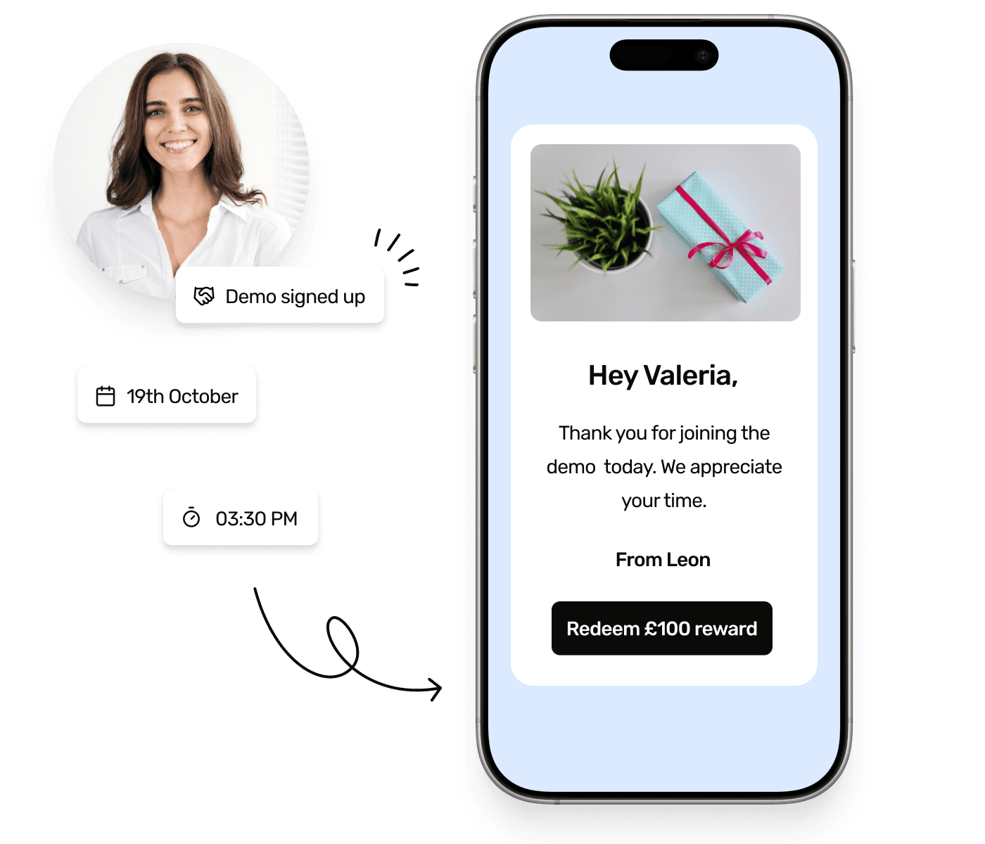 Valeria using Rewardable as part of her marketing campaigns.