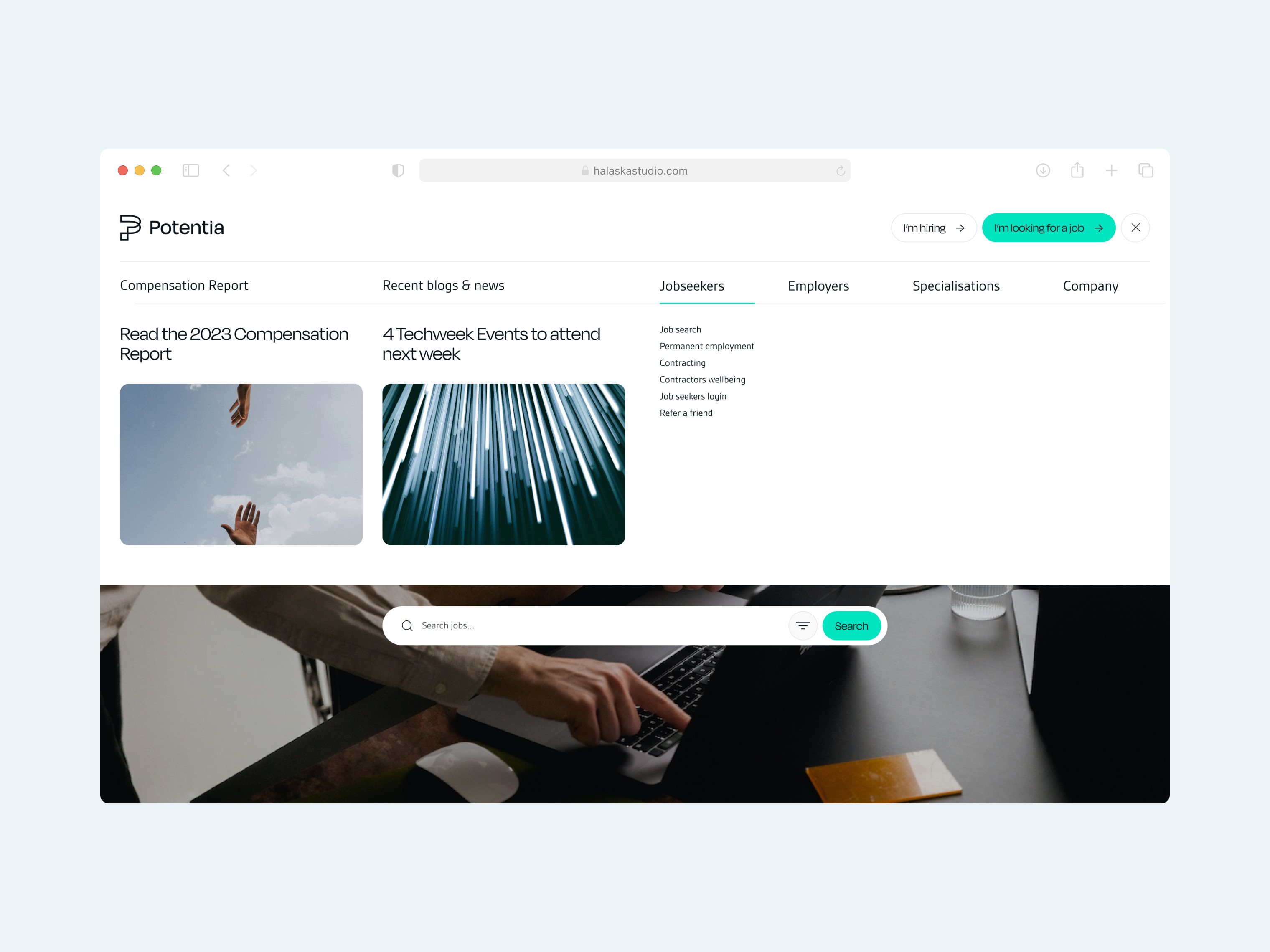 Potentia recruitment website design promo