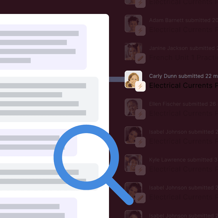 Image showing how admins can dig into each student or teacher session to gain oversight on the use of AI.