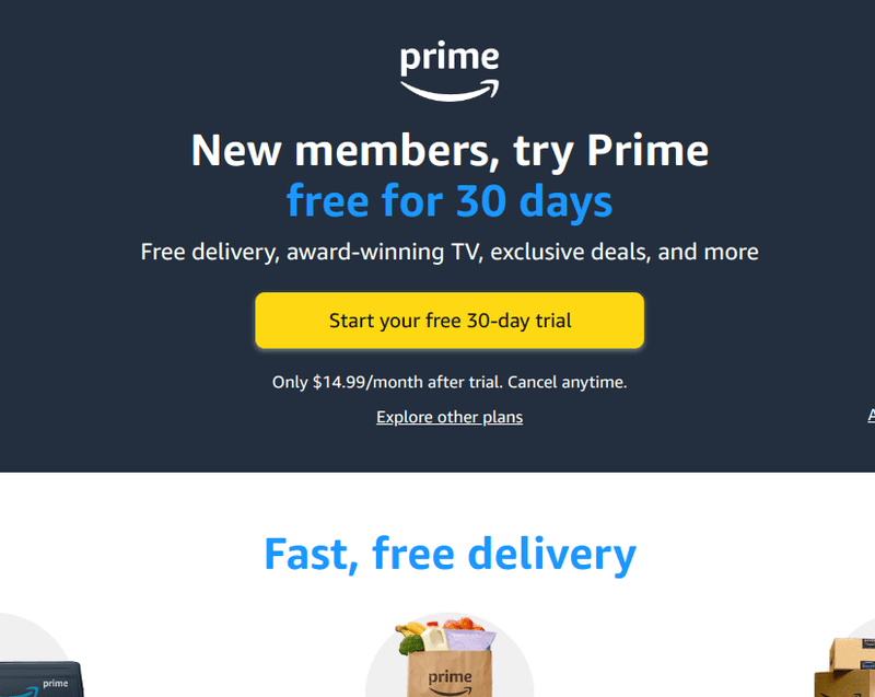 Amazon Prime freemium customer acquisition strategy example