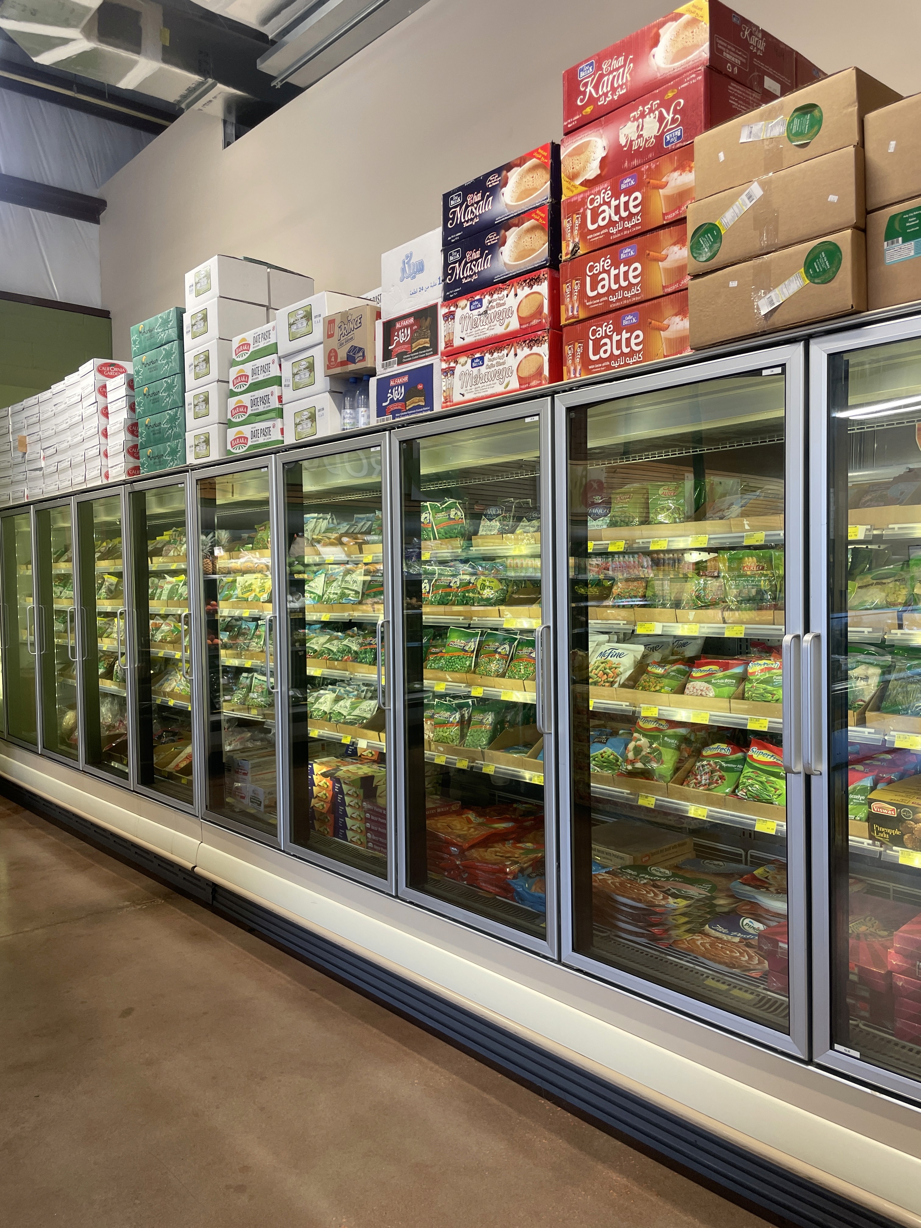 Frozen vegetables and ready-to-eat meals at International Food Market Orlando.