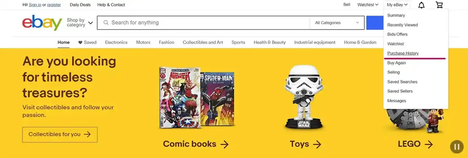 eBay Purchase History