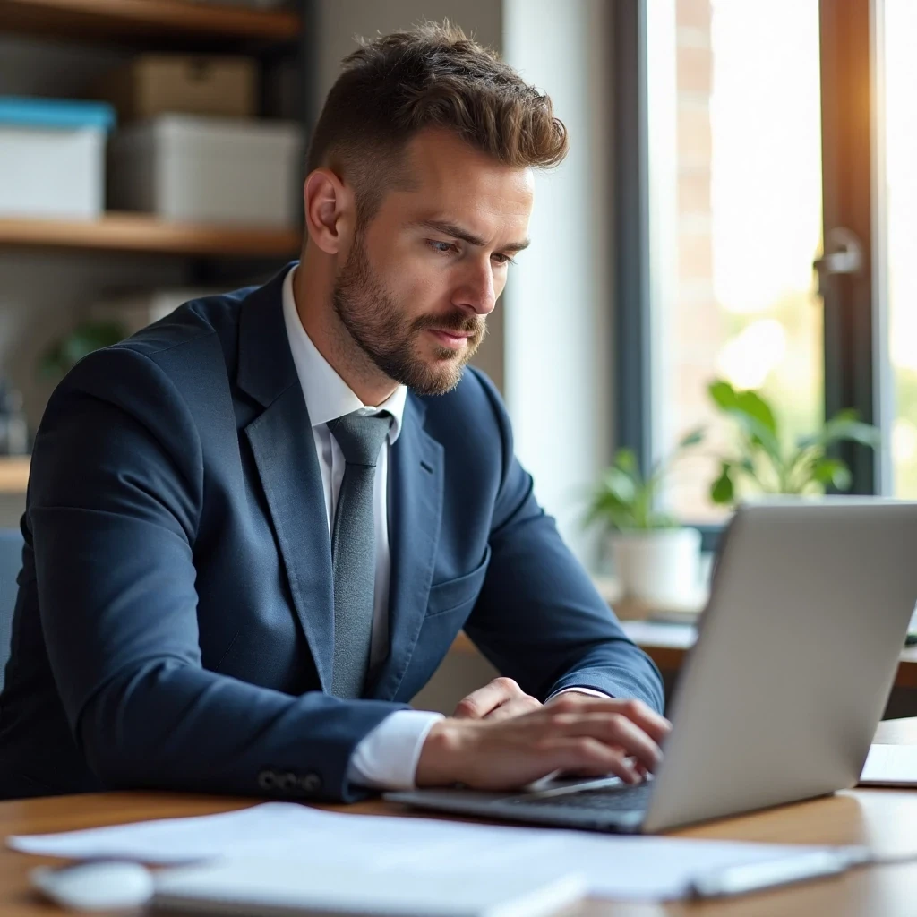 Personne consultant une tablette dans un espace de travail calme