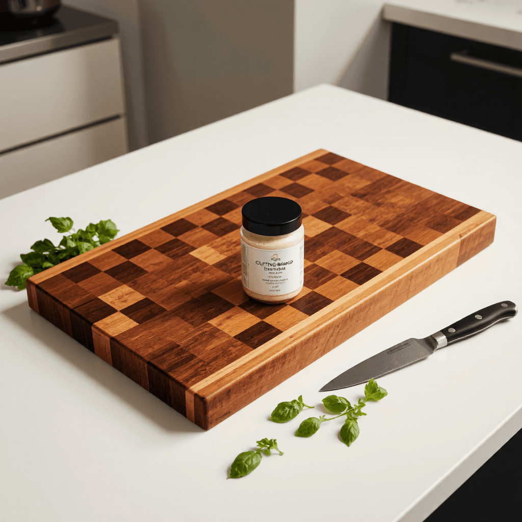 product photography of a jar of cutting board conditioner