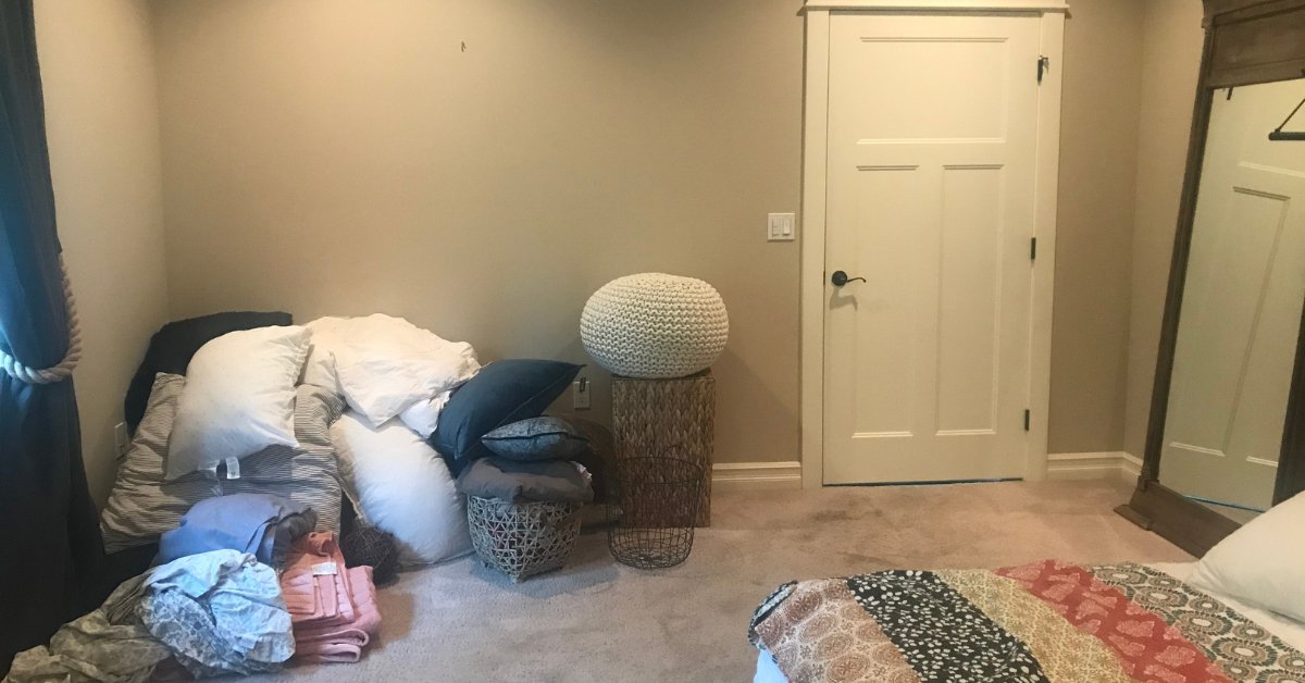 Before Photo of This Burrows Bay House Master Bedroom was designed in this Seattle, Washington home by Sherri Monte, interior designer at, Elegant Simplicity.