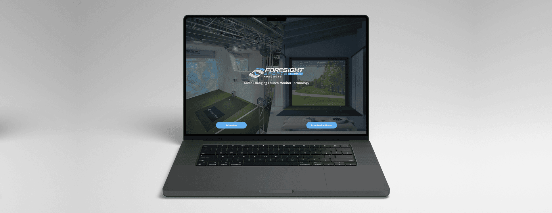 An open laptop displaying the Foresight Sports website.