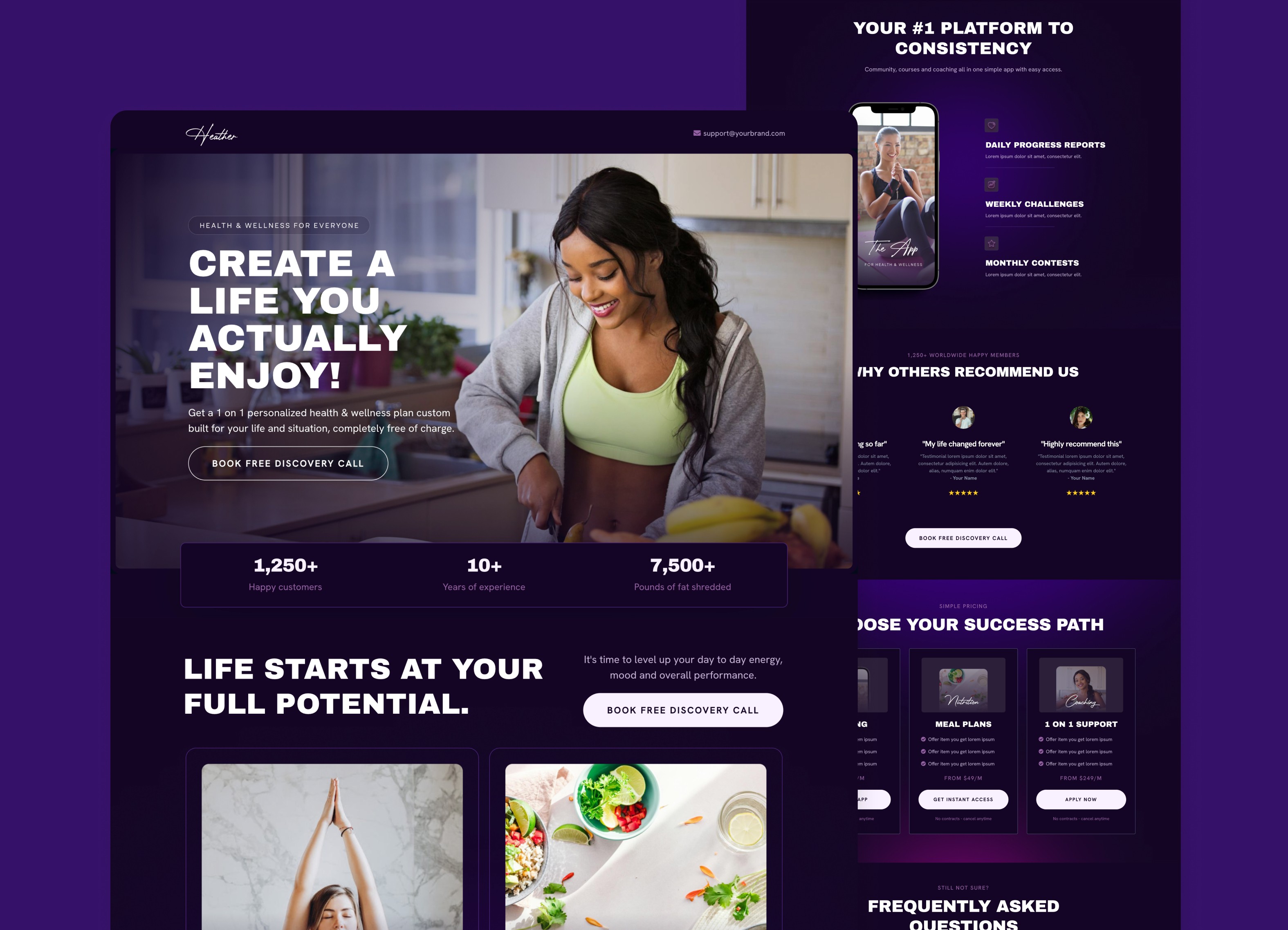 Visual mockup of the Vitality template