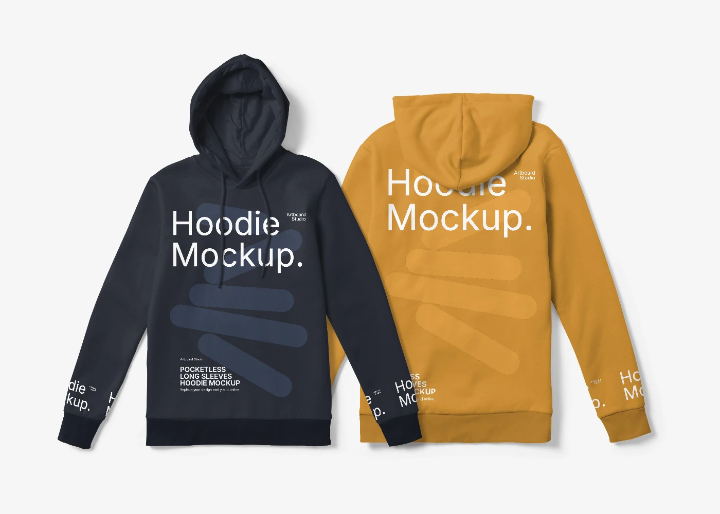 Hoodie mockup front and back with flat top view