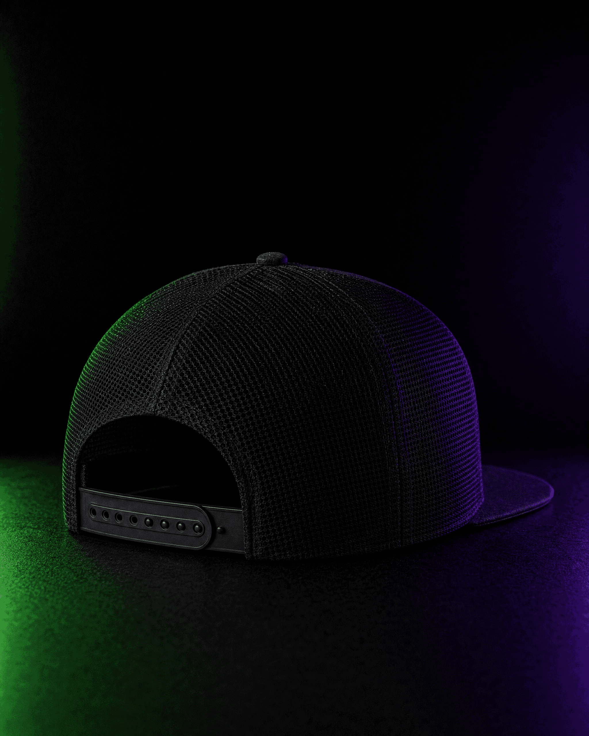 Back of the Session Zone black community-graphic snapback hat, showing mesh panels and an adjustable closure.