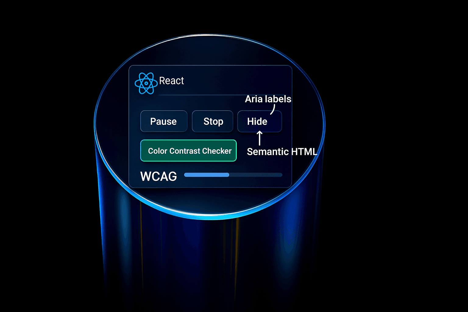 React animation controls demonstrating WCAG pause stop hide features for accessibility
