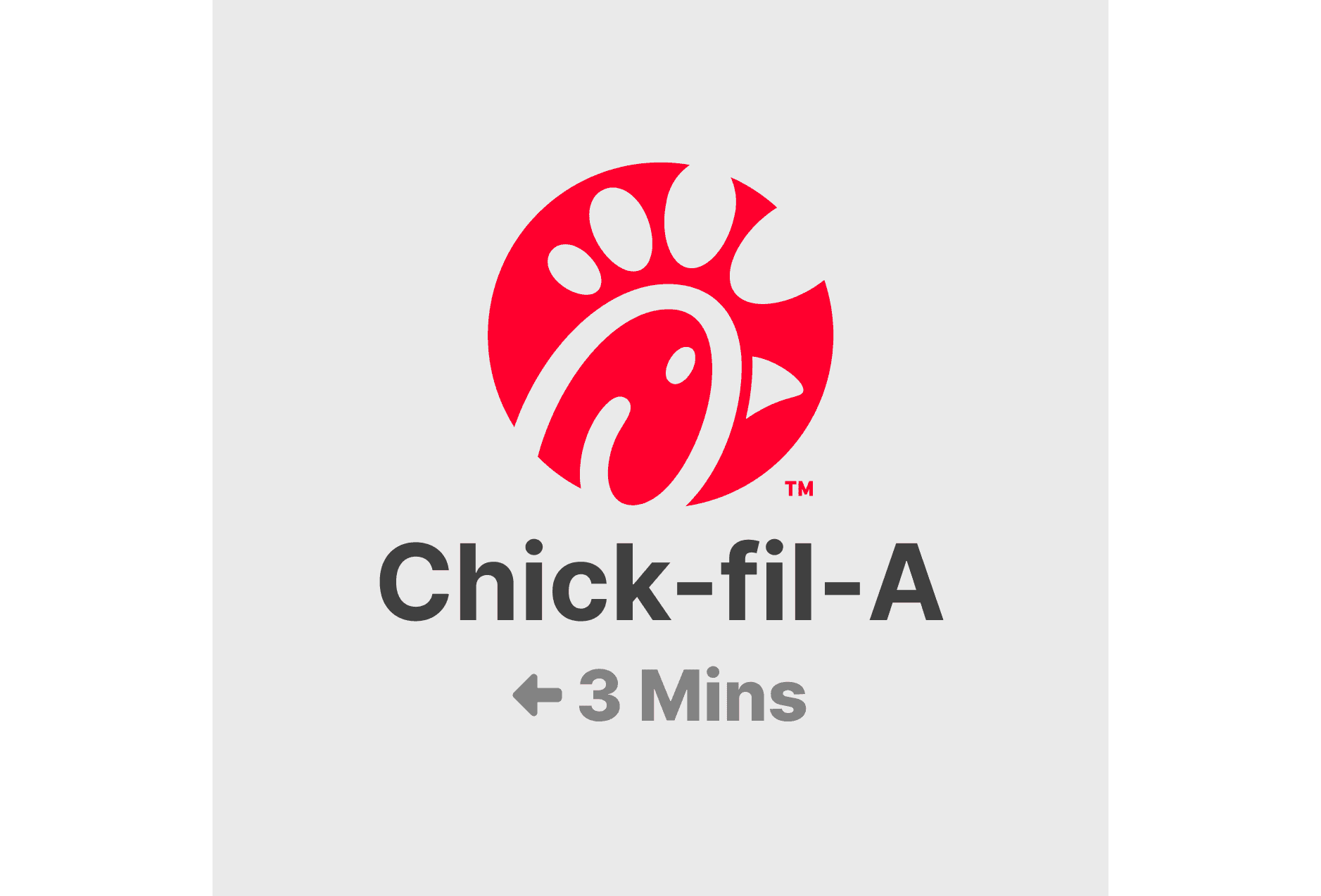 Example advertising showing Chick-fil-a is 3 mins away