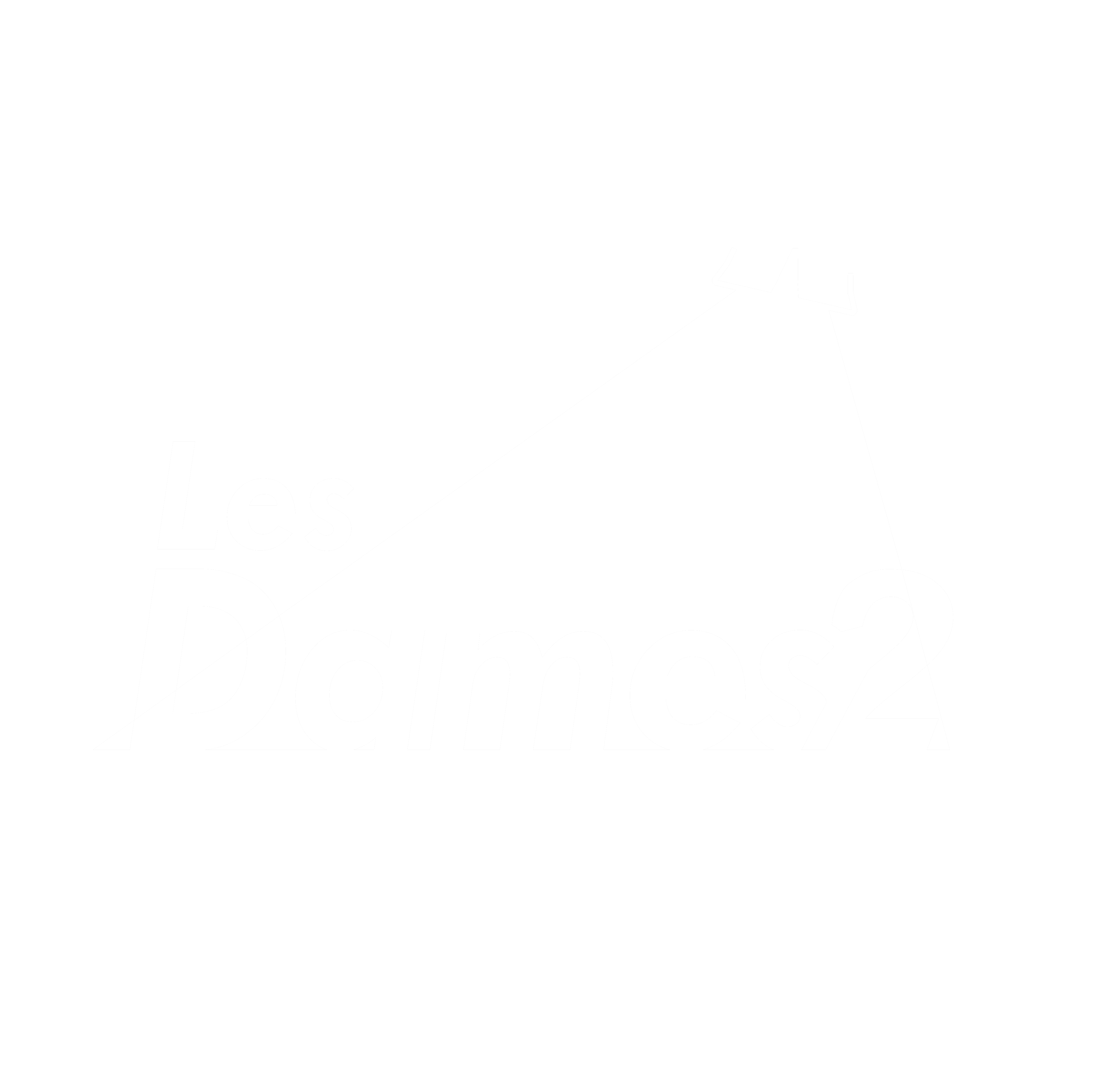 Logo noir et blanc "Les Dames2" avec projecteur dessinant un faisceau de lumière en forme de triangle.
