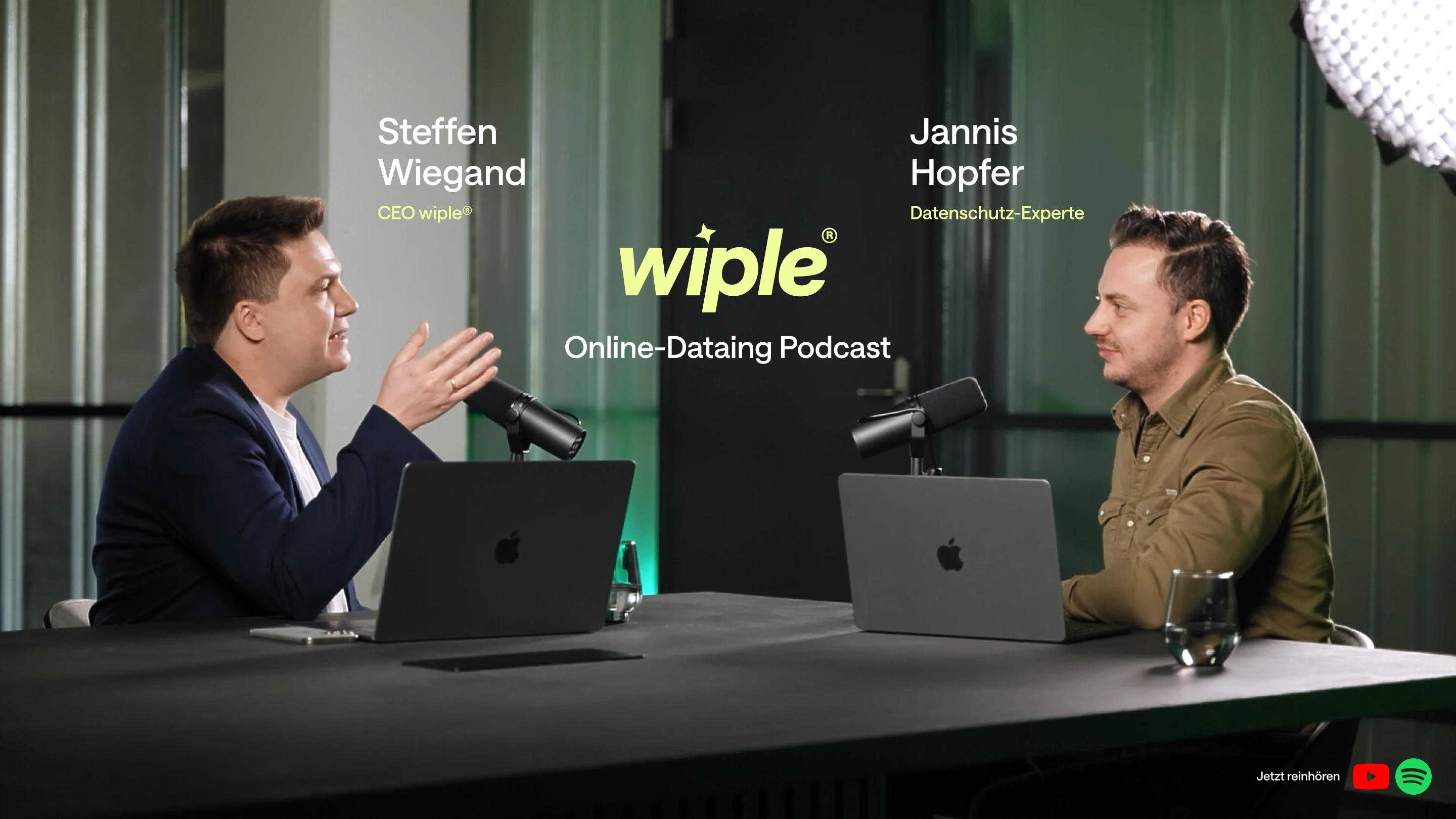 Two men talking in podcast